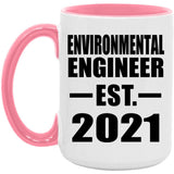 Environmental Engineer Established EST. 2021 - 15oz Accent Mug Pink