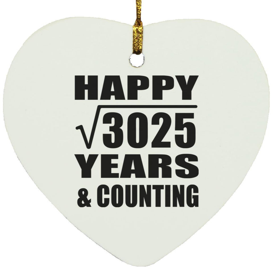 Happy 55th Anniversary Square Root of 3025 Years & Counting - Heart Ornament
