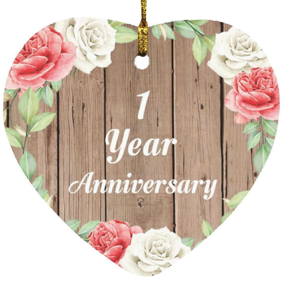 1st Anniversary 1 Year Anniversary - Heart Ornament B