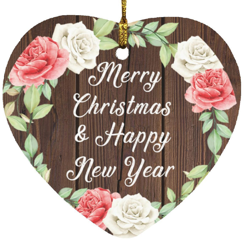 Merry Christmas & Happy New Year - Heart Ornament A