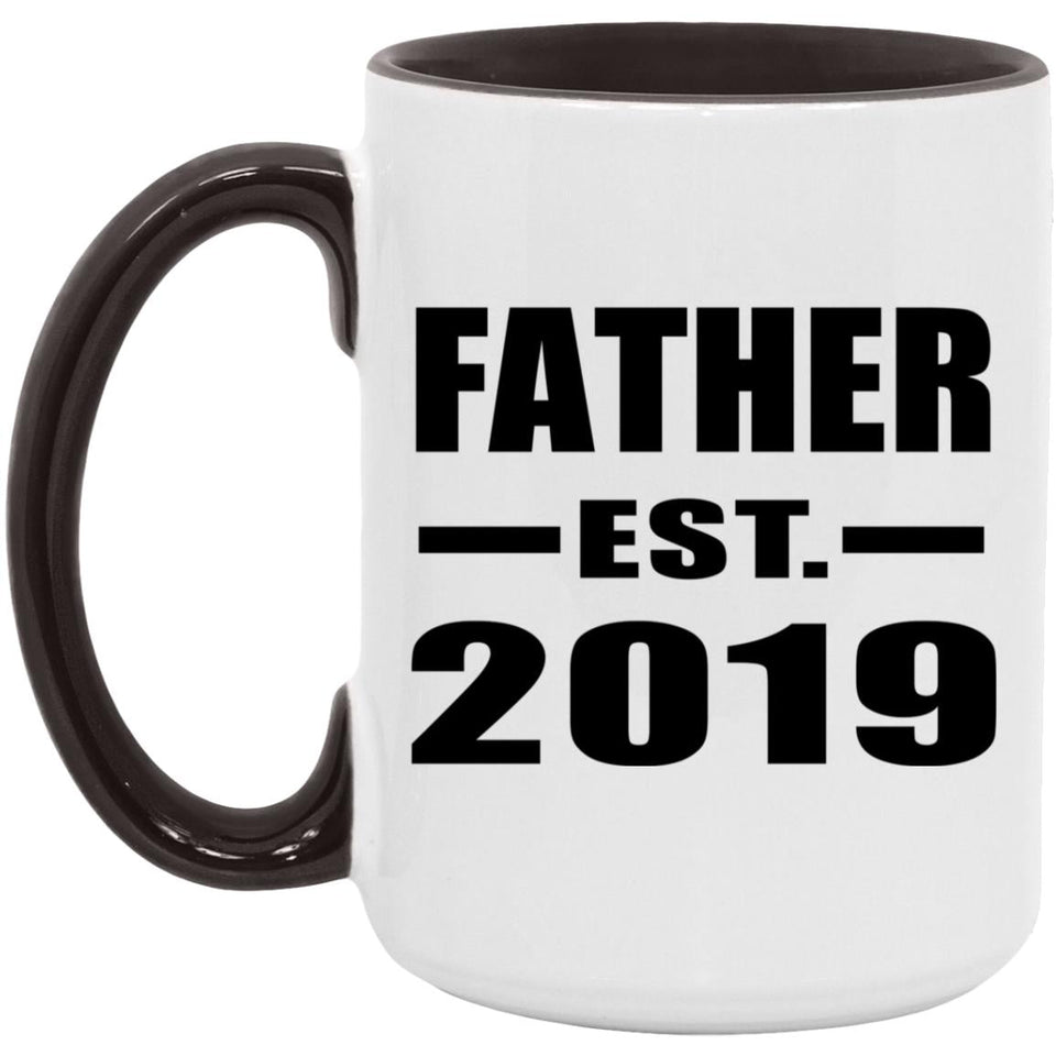 Father Established EST. 2019 - 15oz Accent Mug Black