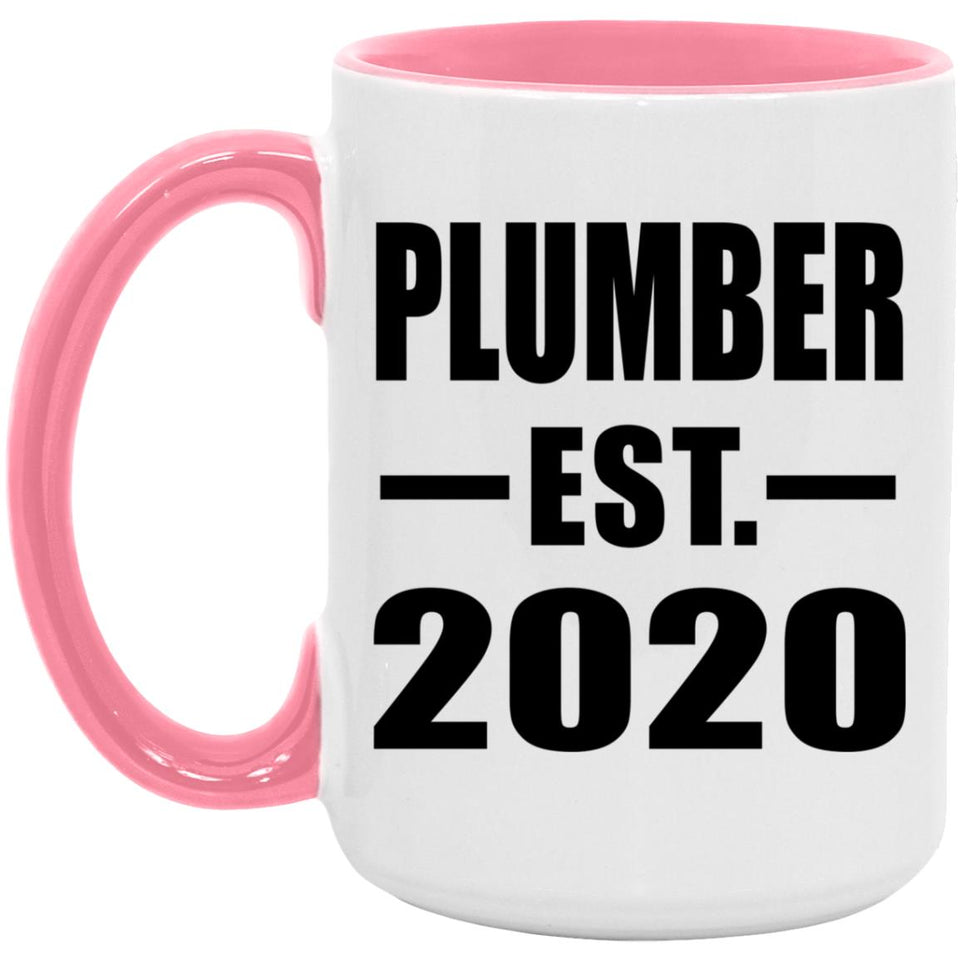 Plumber Established EST. 2020 - 15oz Accent Mug Pink