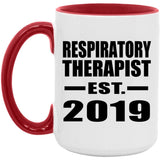 Respiratory Therapist Established EST. 2019 - 15oz Accent Mug Red