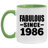 38th Birthday Fabulous Since 1986 - 11oz Accent Mug Green