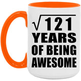 11th Birthday Square Root of 121 Years of Being Awesome - 15oz Accent Mug Orange