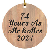 74 Years As Mr & Mrs 2024 - Circle Ornament C