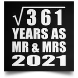 19th Anniversary Square Root of 361 Years As Mr & Mrs 2021 - Poster Square