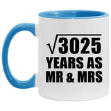 55th Anniversary Square Root of 3025 Years As Mr & Mrs - 11oz Accent Mug Blue