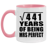 21st Anniversary Square Root of 441 Years of Mrs Perfect - 11oz Accent Mug Pink