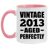 11th Birthday Vintage 2013 Aged Perfectly - 11oz Accent Mug Pink