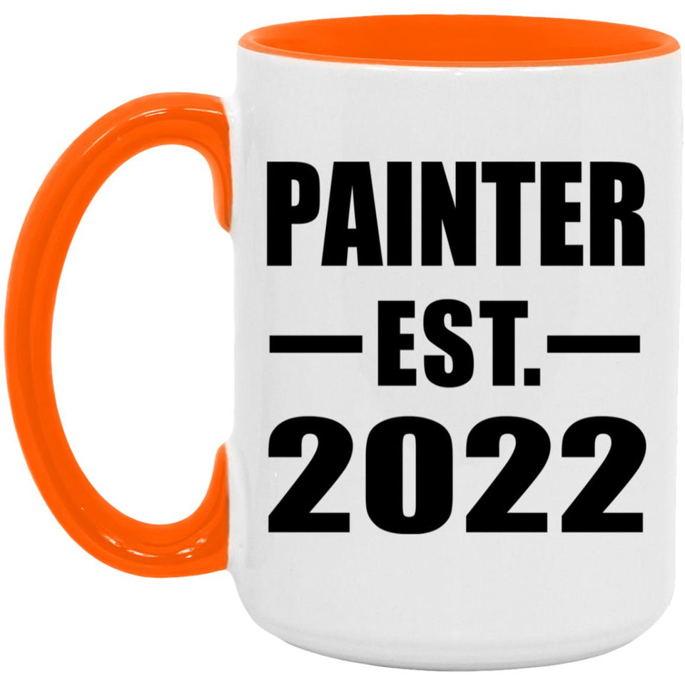 Painter Established EST. 2022 - 15oz Accent Mug Orange