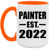 Painter Established EST. 2022 - 15oz Accent Mug Orange