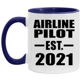 Airline Pilot Established Est. 2021 - 11oz Accent Mug Purple