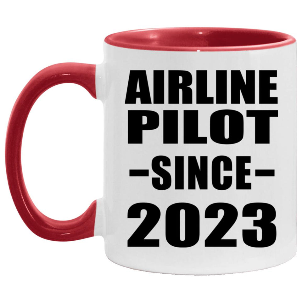 Airline Pilot Since 2023 - 11oz Accent Mug Red