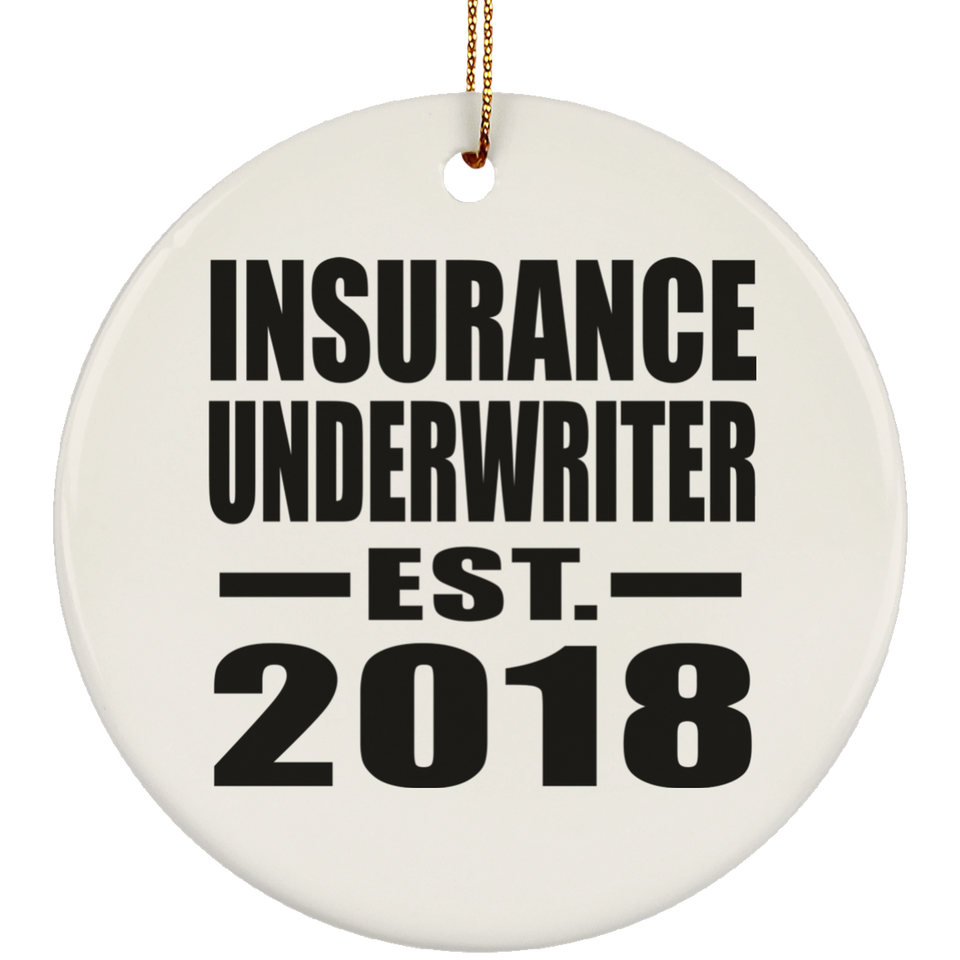 Insurance Underwriter Established EST. 2018 - Circle Ornament