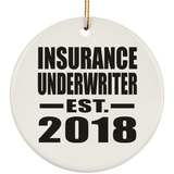 Insurance Underwriter Established EST. 2018 - Circle Ornament