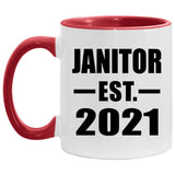 Janitor Established EST. 2021 - 11oz Accent Mug Red