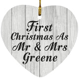 First Christmas As Mr & Mrs Greene - Heart Ornament F