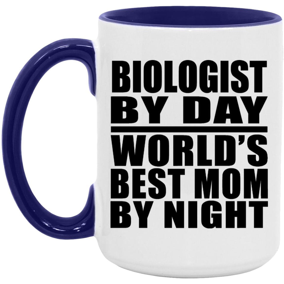 Biologist By Day World's Best Mom By Night - 15oz Accent Mug Purple