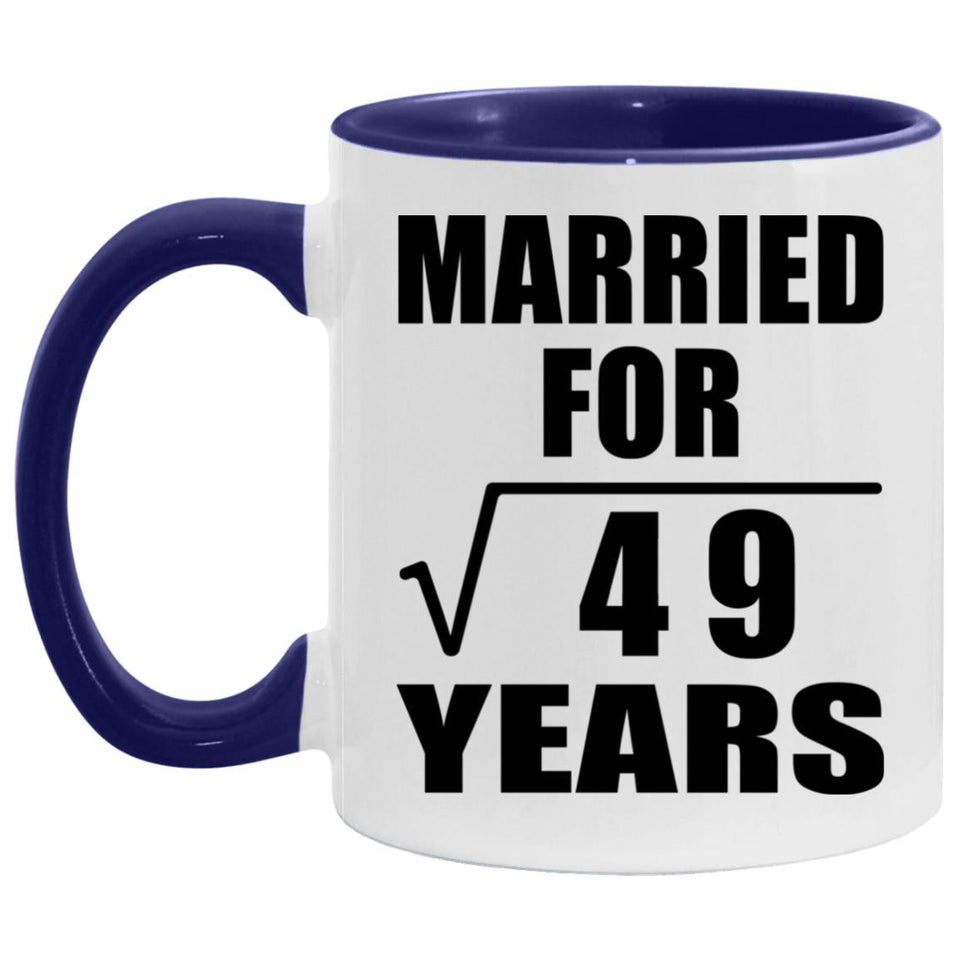7th Anniversary Married For Square Root of 49 Years - 11oz Accent Mug Purple