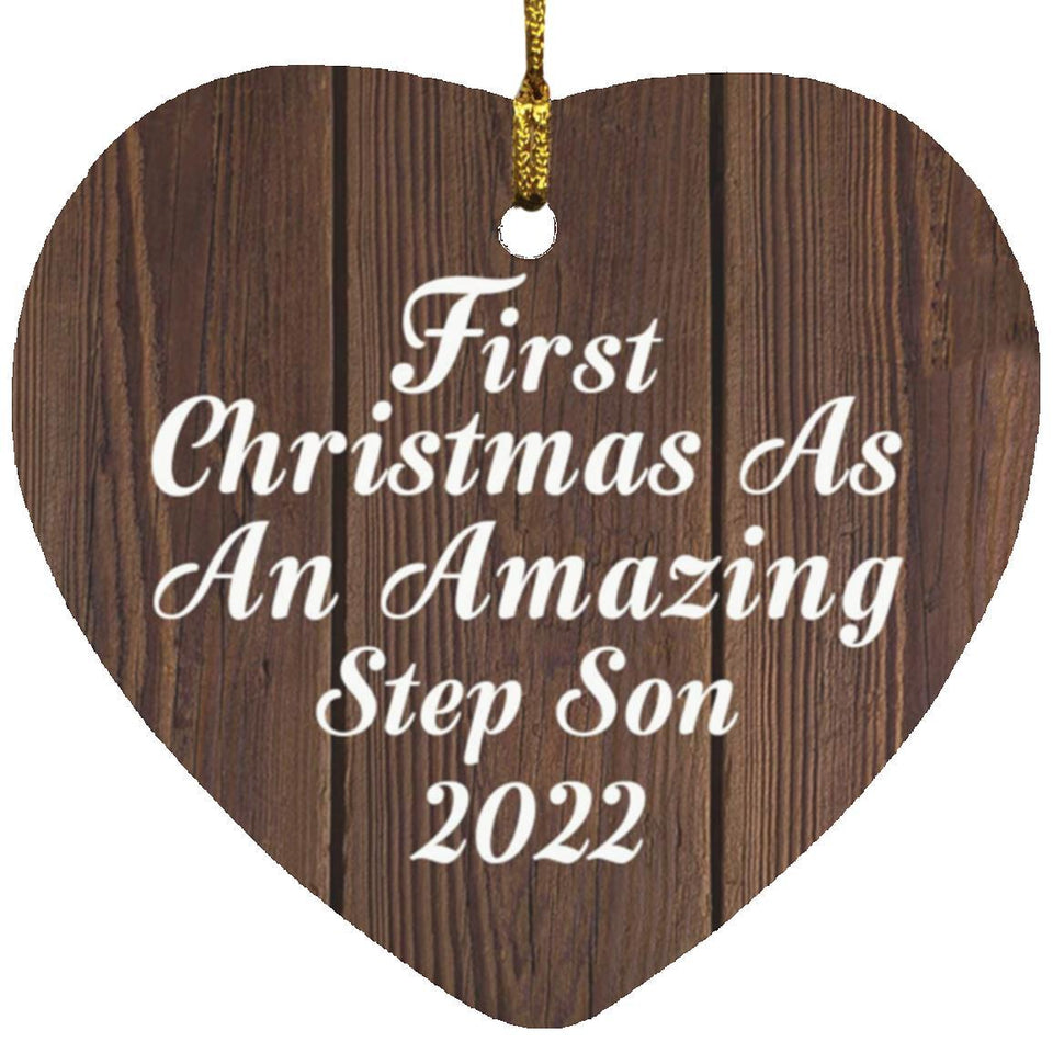 First Christmas As An Amazing Step Son 2022 - Heart Ornament D