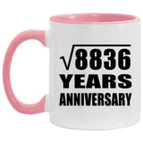 94th Anniversary Square Root of 8836 Years Anniversary - 11oz Accent Mug Pink