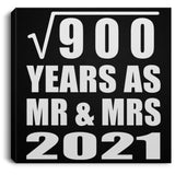 30th Anniversary Square Root of 900 Years As Mr & Mrs 2021 - Canvas Square