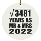 59th Anniversary Square Root of 3481 Years As Mr & Mrs 2022 - Circle Ornament