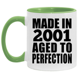 23rd Birthday Made In 2001 Aged to Perfection - 11oz Accent Mug Green