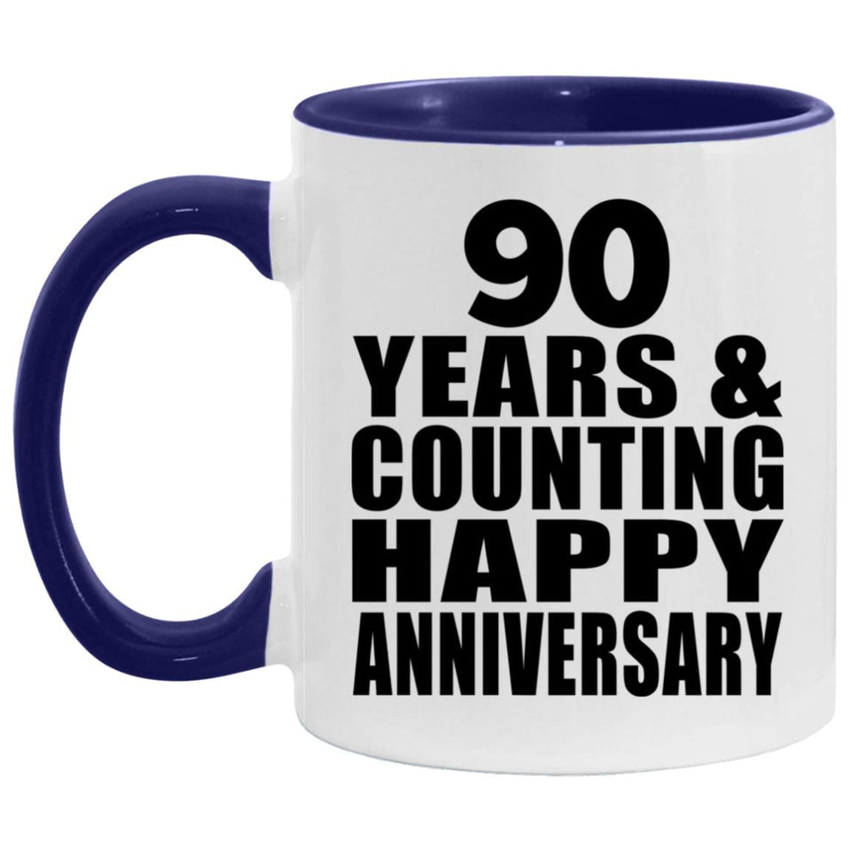 Happy 90th Anniversary 90 Years & Counting - 11oz Accent Mug Purple