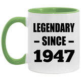 77th Birthday Legendary Since 1947 - 11oz Accent Mug Green
