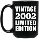 22nd Birthday Vintage 2002 Limited Edition - 15oz Coffee Mug Black