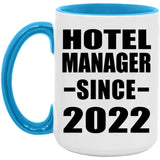 Hotel Manager Since 2022 - 15oz Accent Mug Blue