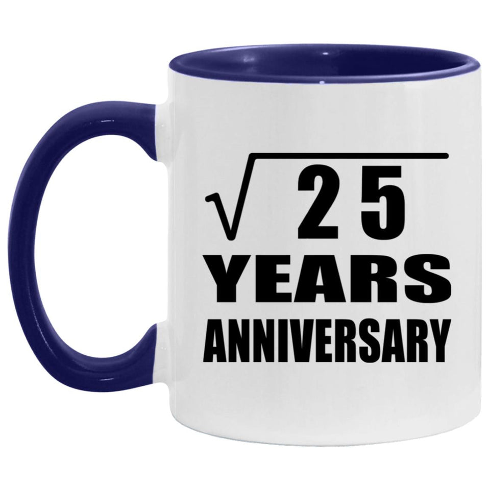5th Anniversary Square Root of 25 Years Anniversary - 11oz Accent Mug Purple