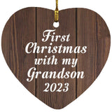 First Christmas With My Grandson 2023 - Heart Ornament D