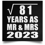 9th Anniversary Square Root of 81 Years As Mr & Mrs 2023 - Poster Square