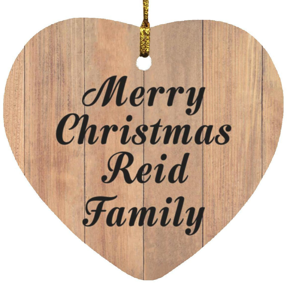 Merry Christmas Reid Family - Heart Ornament C