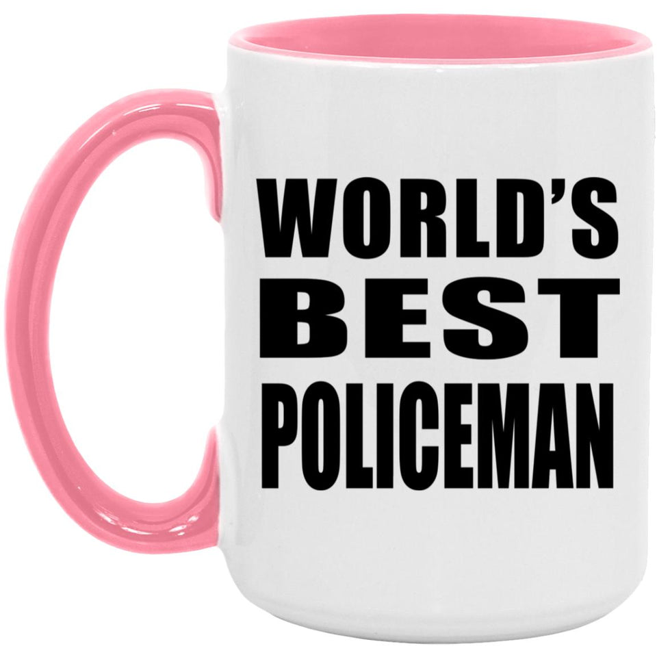 World's Best Policeman - 15oz Accent Mug Pink