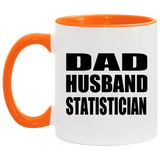 Dad Husband Statistician - 11oz Accent Mug Orange