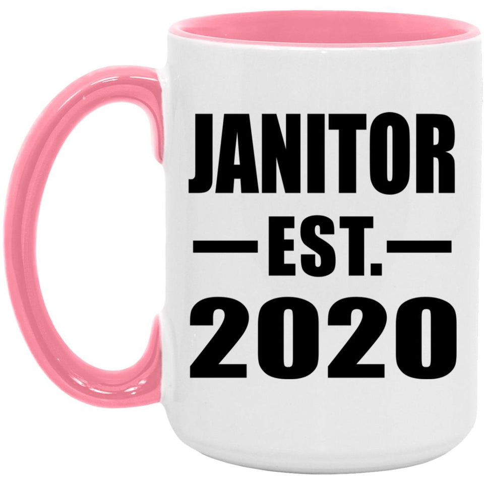 Janitor Established EST. 2020 - 15oz Accent Mug Pink