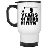 3rd Anniversary Square Root of 9 Years of Mr Perfect - White Travel Mug