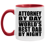 Attorney By Day World's Best Dad By Night - 11oz Accent Mug Red