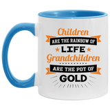 Children Are Rainbow Of Life, Grandchildren Are Pot Of Gold - 11oz Accent Mug Blue