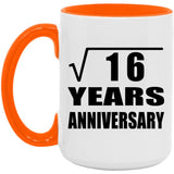 4th Anniversary Square Root of 16 Years Anniversary - 15oz Accent Mug Orange