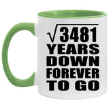 59th Anniversary Square Root of 3481 Years Down Forever To Go - 11oz Accent Mug Green