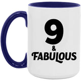 9th Birthday 9 & Fabulous - 15oz Accent Mug Purple