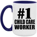 Number One #1 Child Care Worker - 15oz Accent Mug Purple