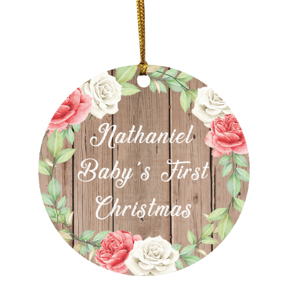 Nathaniel Baby's First Christmas - Circle Ornament B