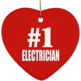 Number One #1 Electrician - Heart Ornament