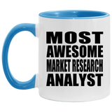 Most Awesome Market Research Analyst - 11oz Accent Mug Blue